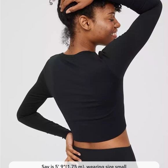 Black Aerie long sleeve cropped top - Picture 6 of 6